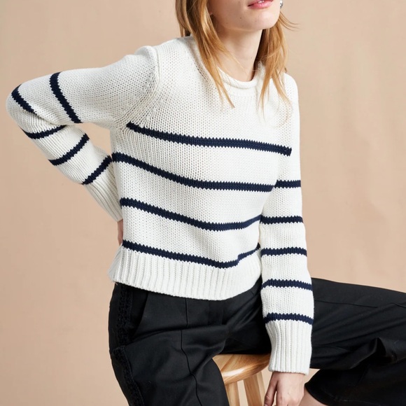 La Ligne Mini Marina Sweater, Ivory/Navy - Picture 2 of 10
